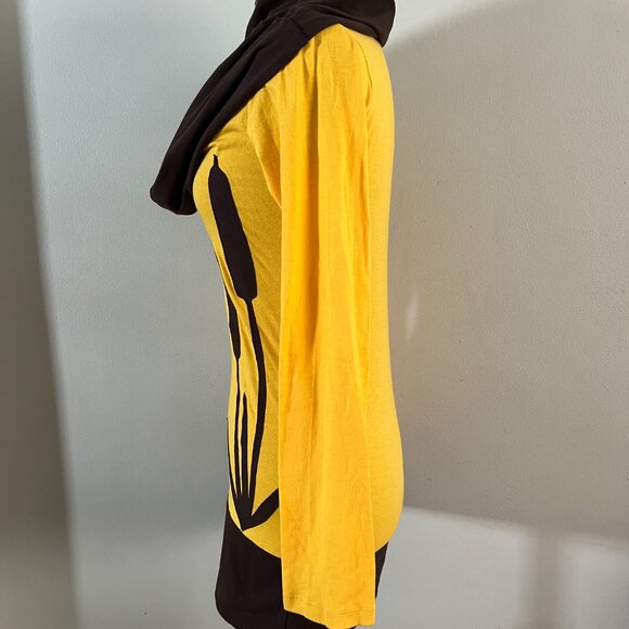 Global Goddess Goods Sz M Cattails Hoodie Cowl Neck Organic Cotton Knit Tunic - Picture 3 of 8